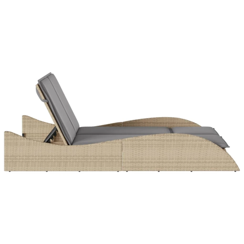 vidaXL sauļošanās zvilnis ar matračiem, 114x205x73 cm, bēša PE