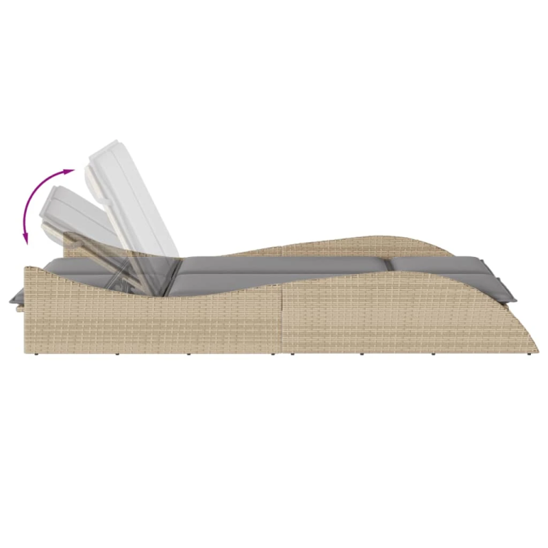 vidaXL sauļošanās zvilnis ar matračiem, 114x205x73 cm, bēša PE