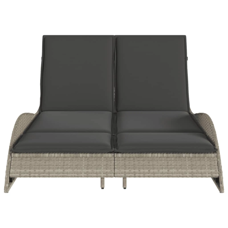 vidaXL sauļošanās zvilnis ar matračiem, 114x205x73 cm, gaiši pelēka PE