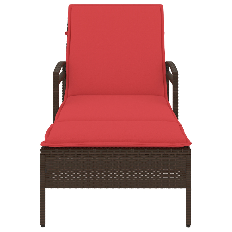 vidaXL sauļošanās krēsls ar spilvenu, brūns, 63x200x81 cm, polietilēna rotangpalma ,tikai ASV,