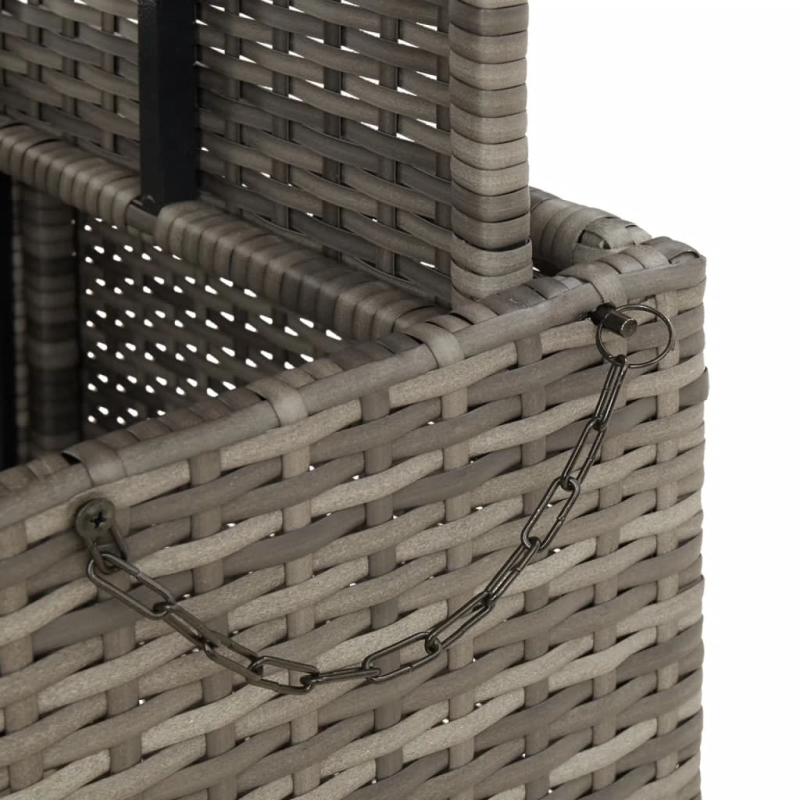 vidaXL dārza galds, 80x80x71 cm, pelēka PE rotangpalma, akācijas koks