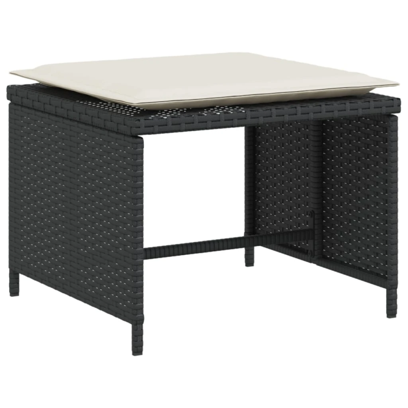 vidaXL dārza krēsls ar soliņu, melna PE rotangpalma