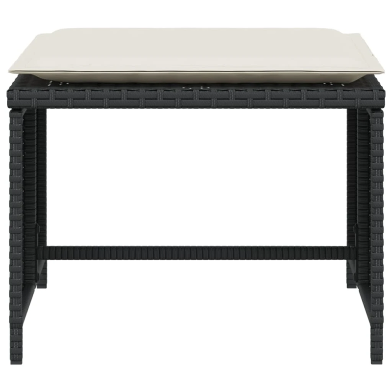 vidaXL dārza krēsls ar soliņu, melna PE rotangpalma