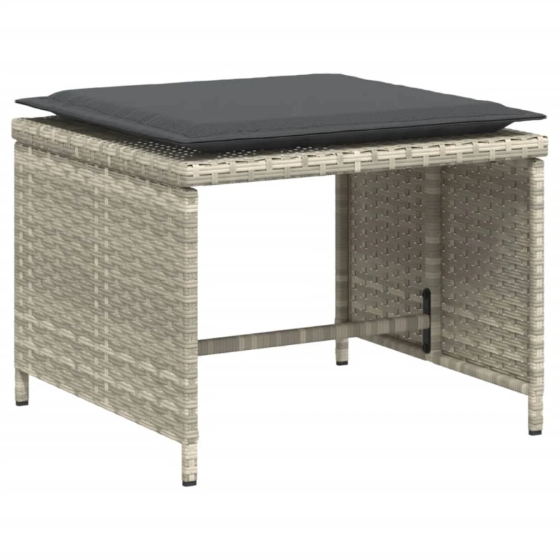 vidaXL dārza krēsls ar soliņu, gaiši pelēka PE rotangpalma