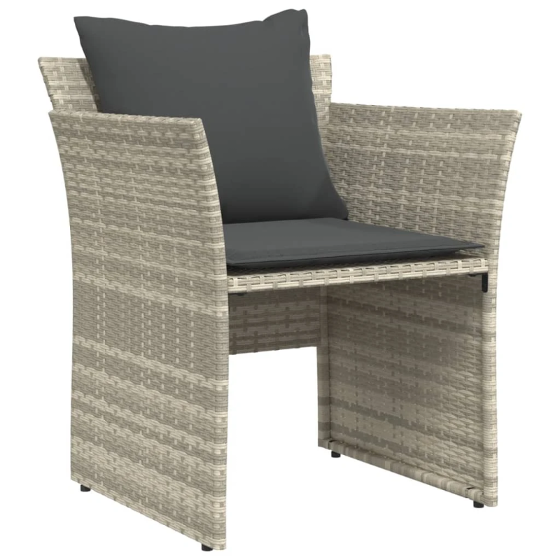 vidaXL dārza krēsls ar soliņu, gaiši pelēka PE rotangpalma