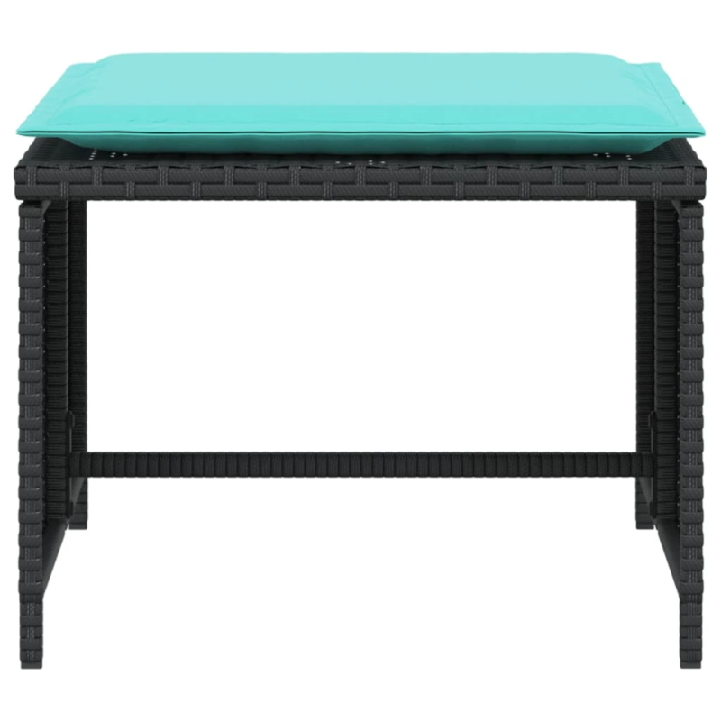 vidaXL dārza krēsls ar soliņu, melna PE rotangpalma