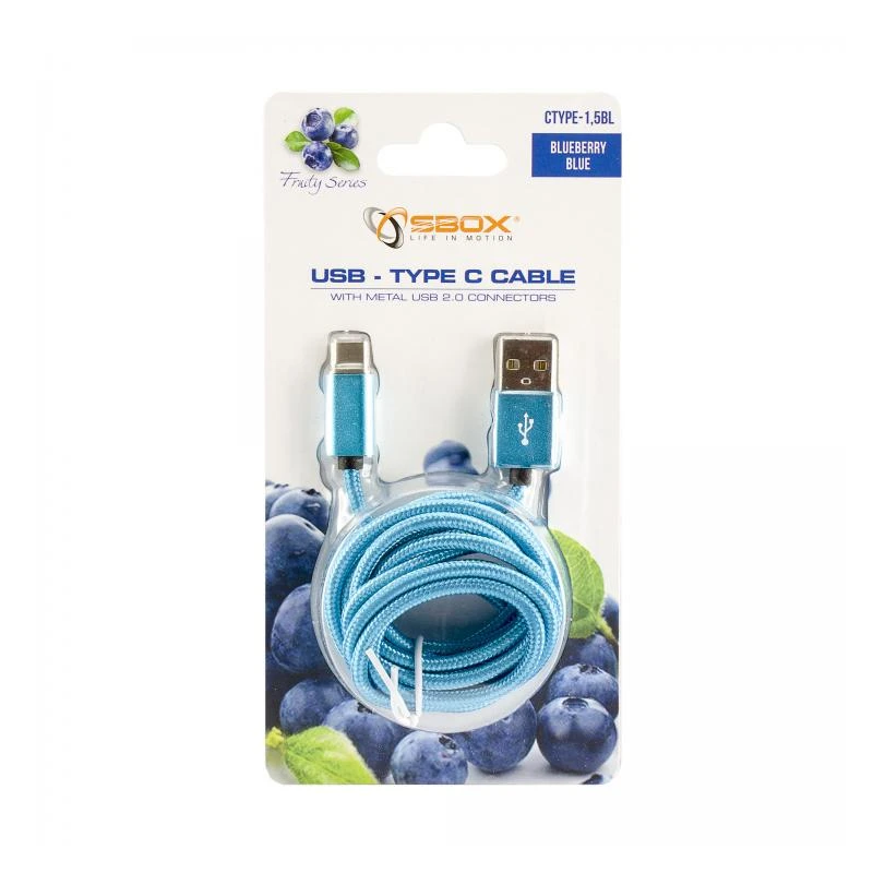 Sbox USB- Type C M-M 1.5m CTYPE-1.5BL Blue