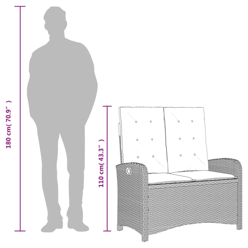 vidaXL atgāžams dārza krēsls ar matračiem, bēša PE rotangpalma