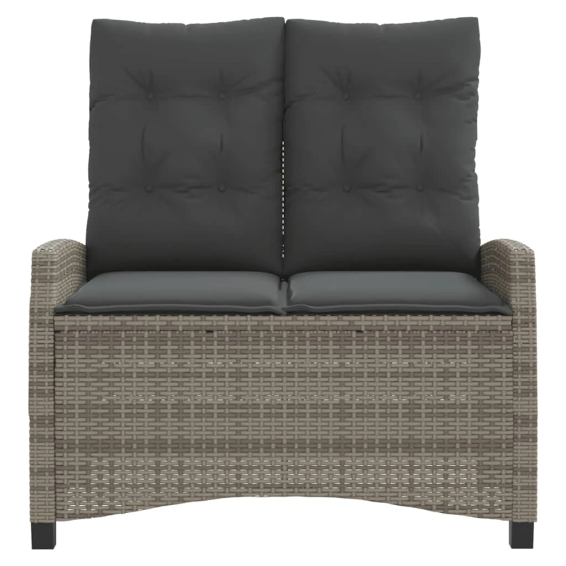 vidaXL atgāžams dārza krēsls ar matračiem, pelēka PE rotangpalma