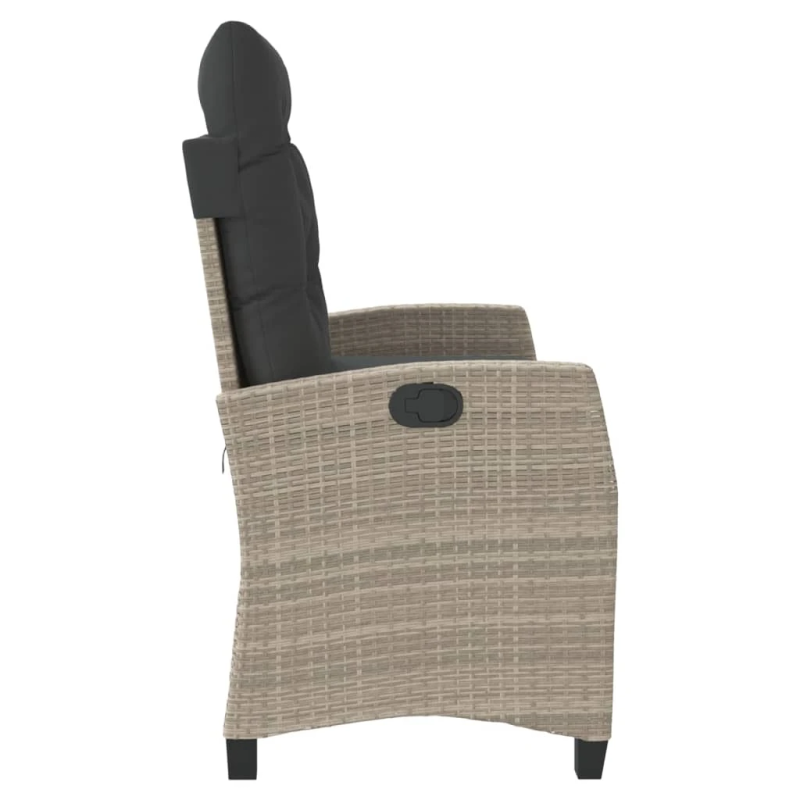 vidaXL atgāžams dārza krēsls ar matračiem, gaiši pelēka PE rotangpalma