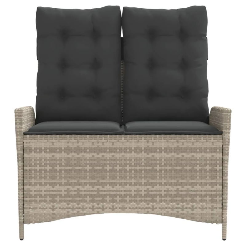 vidaXL atgāžams dārza krēsls ar matračiem, gaiši pelēka PE rotangpalma