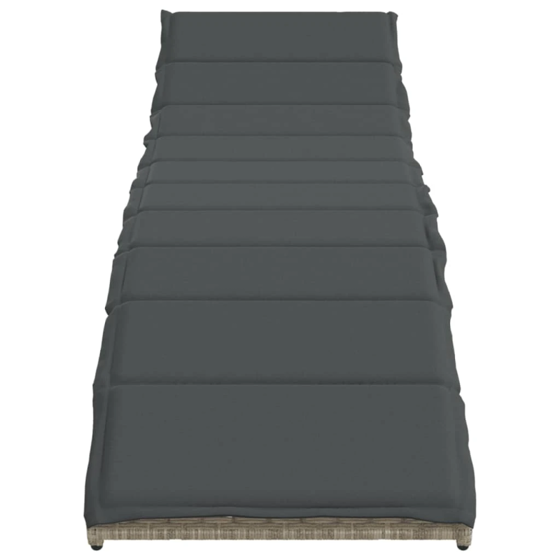 vidaXL sauļošanās zviļņi, 2gab., ar galdu, gaiši pelēka PE rotangpalma