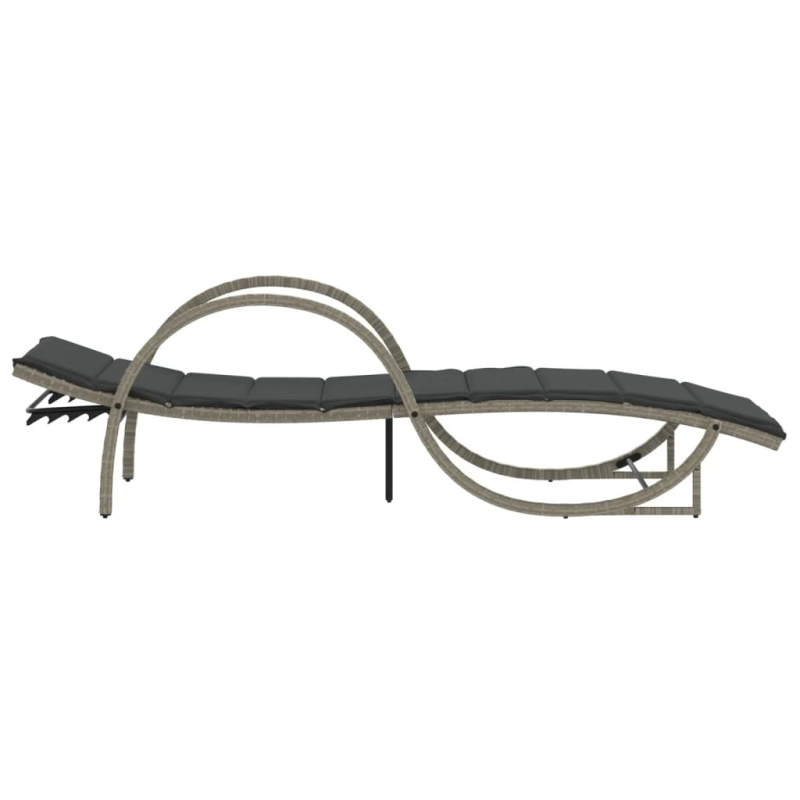 vidaXL sauļošanās zviļņi, 2gab., ar galdu, gaiši pelēka PE rotangpalma