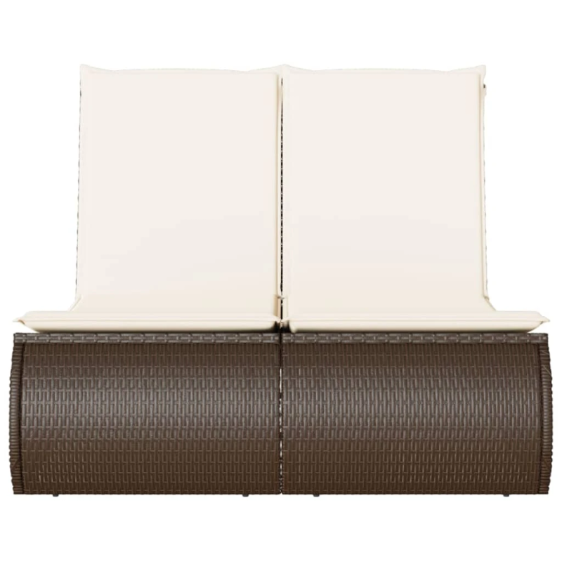 vidaXL divvietīgs sauļošanās krēsls ar matračiem, brūna PE rotangpalma