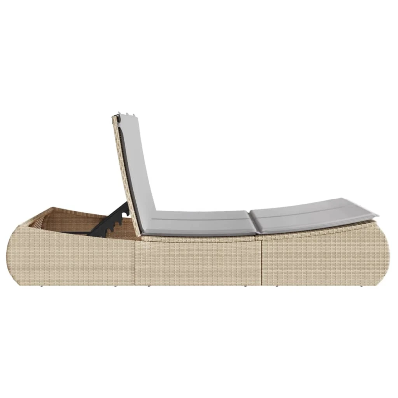 vidaXL divvietīgs sauļošanās krēsls ar matračiem, bēša PE rotangpalma