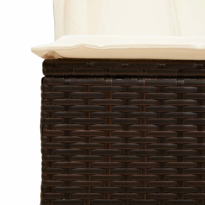 vidaXL divvietīgs sauļošanās krēsls ar jumtu un aizkariem, brūna PE