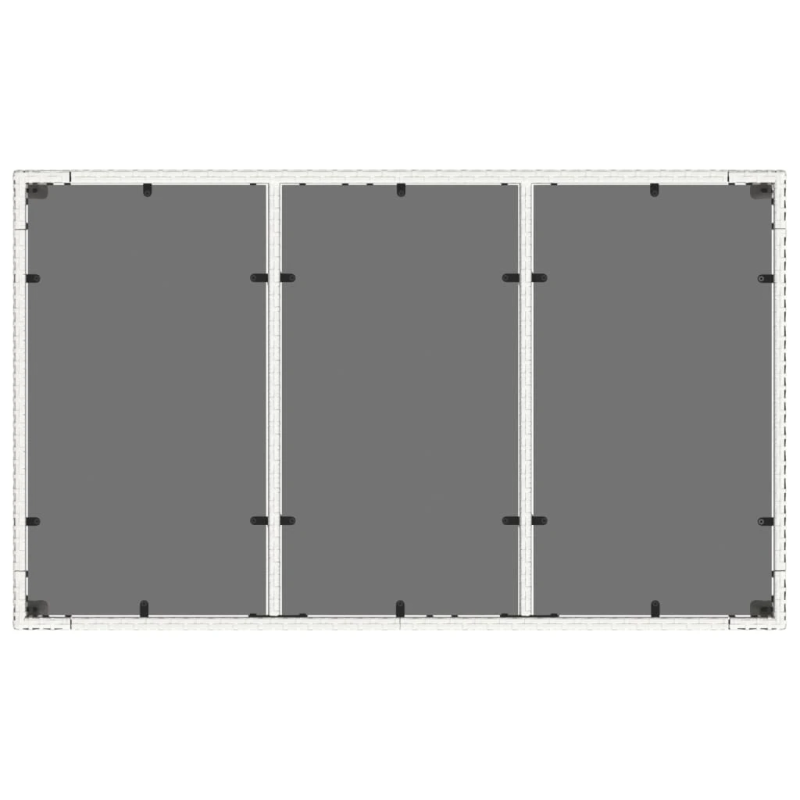 vidaXL dārza galds, stikla virsma, balts, 150x90x75 cm, PE rotangpalma