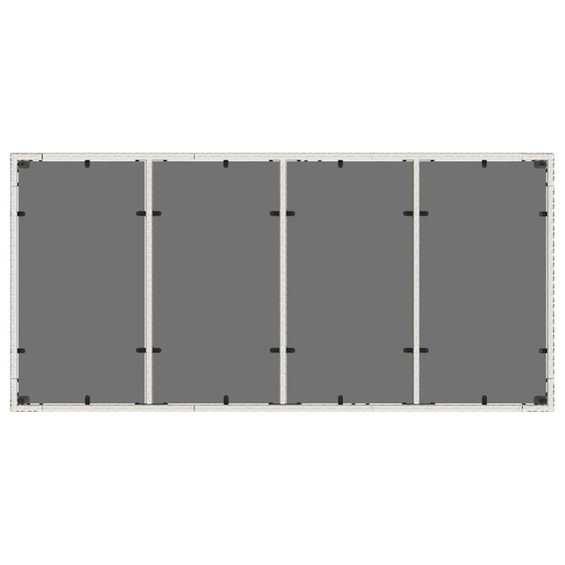 vidaXL dārza galds, stikla virsma, balts, 190x90x75 cm, PE rotangpalma