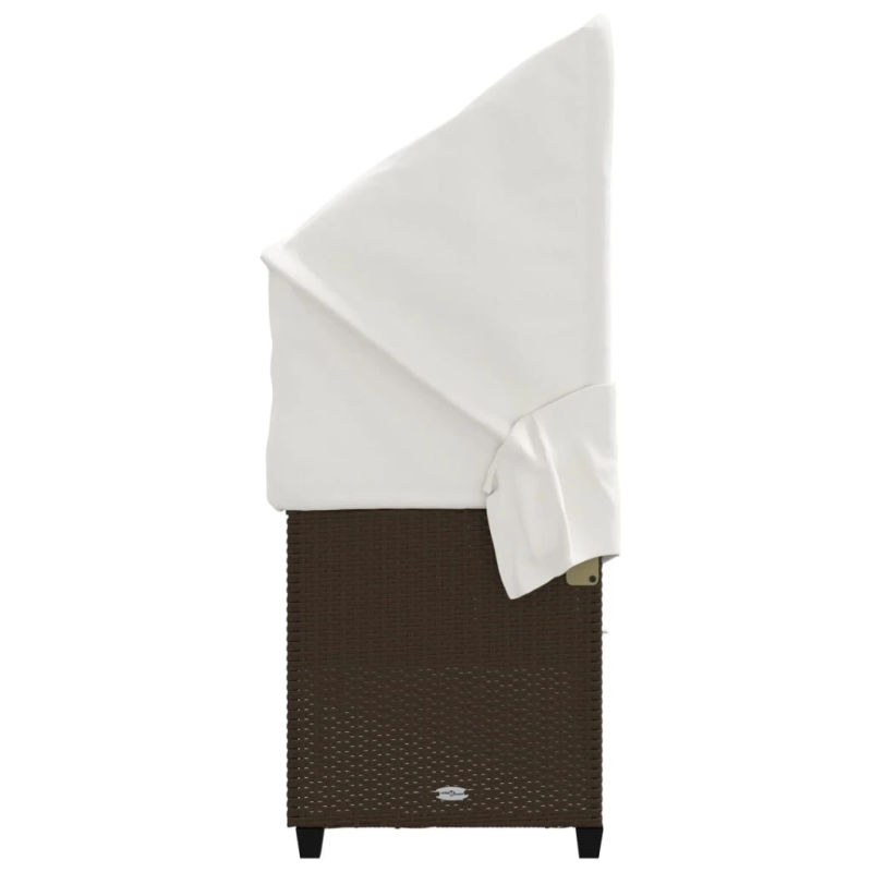 vidaXL sauļošanās zvilnis ar jumtiņu, matračiem, brūna PE rotangpalma