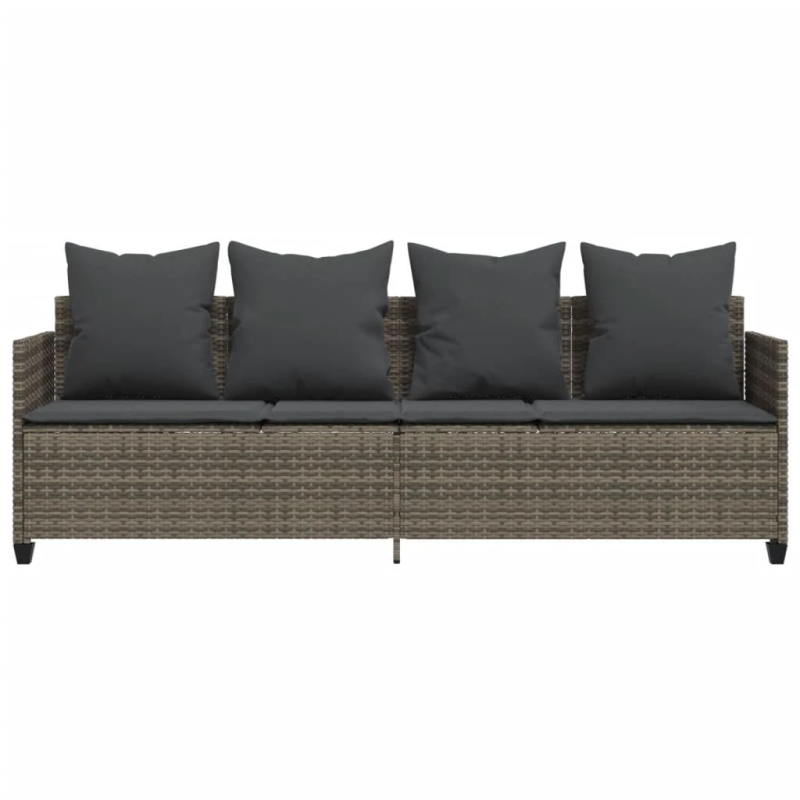 vidaXL sauļošanās krēsls ar matračiem, PE rotangpalma, pelēks