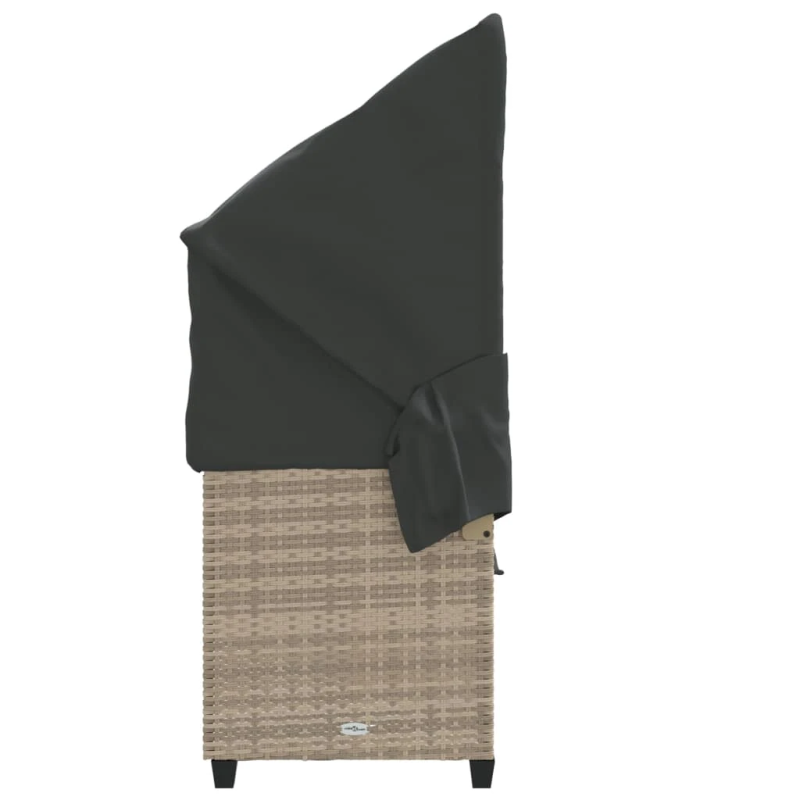 vidaXL sauļošanās zvilnis ar jumtiņu, matračiem, pelēka PE rotangpalma