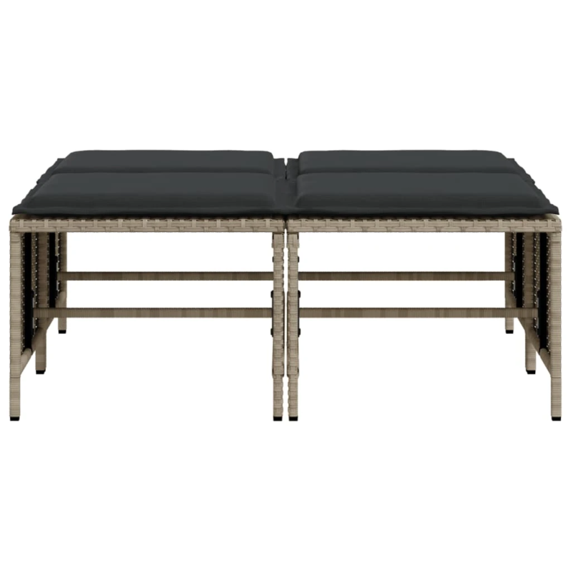 vidaXL dārza soli ar matračiem, 4 gab., pelēka PE rotangpalma