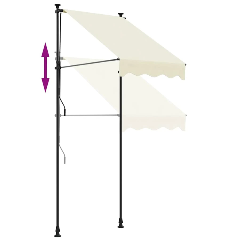 vidaXL izvelkama markīze, 100x150 cm, krēmkrāsā, audums, tērauds