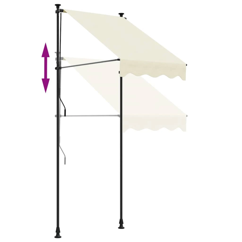 vidaXL izvelkama markīze, 150x150 cm, krēmkrāsas, audums, tērauds