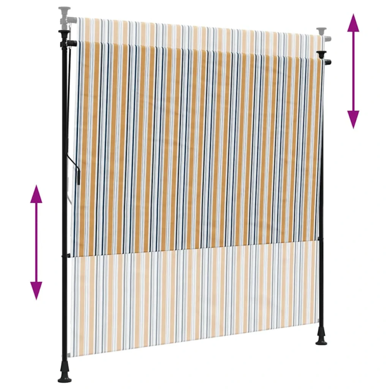 vidaXL āra ruļļu žalūzija, 150x270cm, dzeltena, balta, audums, tērauds