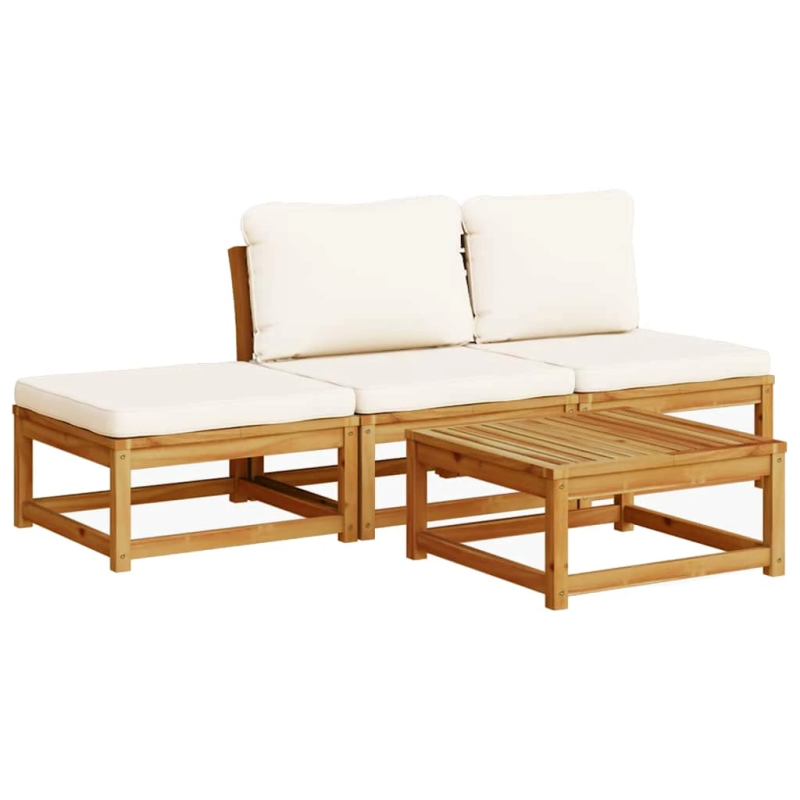 vidaXL 4-daļīgs dārza atpūtas mēbeļu komplekts ar matračiem, akācija