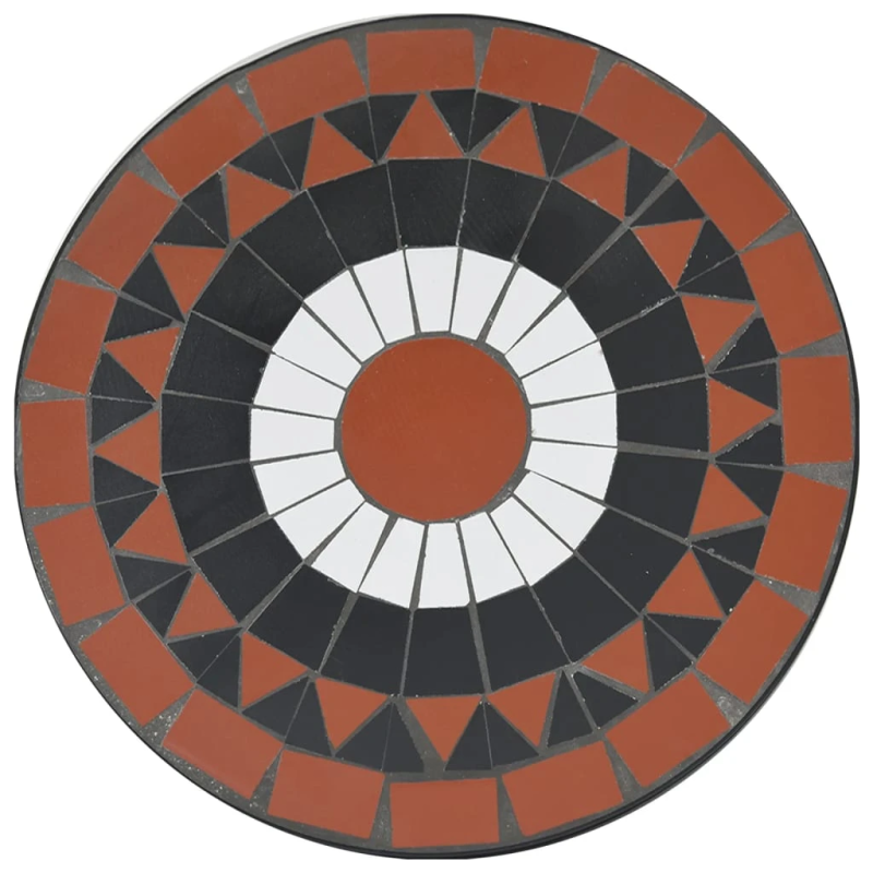 vidaXL mozaīkas bistro mēbeles,sarkanbrūnas ar baltu, dzelzs, keramika