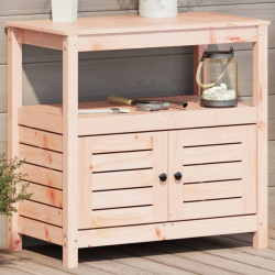 vidaXL stādīšanas galds ar plauktiem, 82,5x45x81 cm, egles masīvkoks