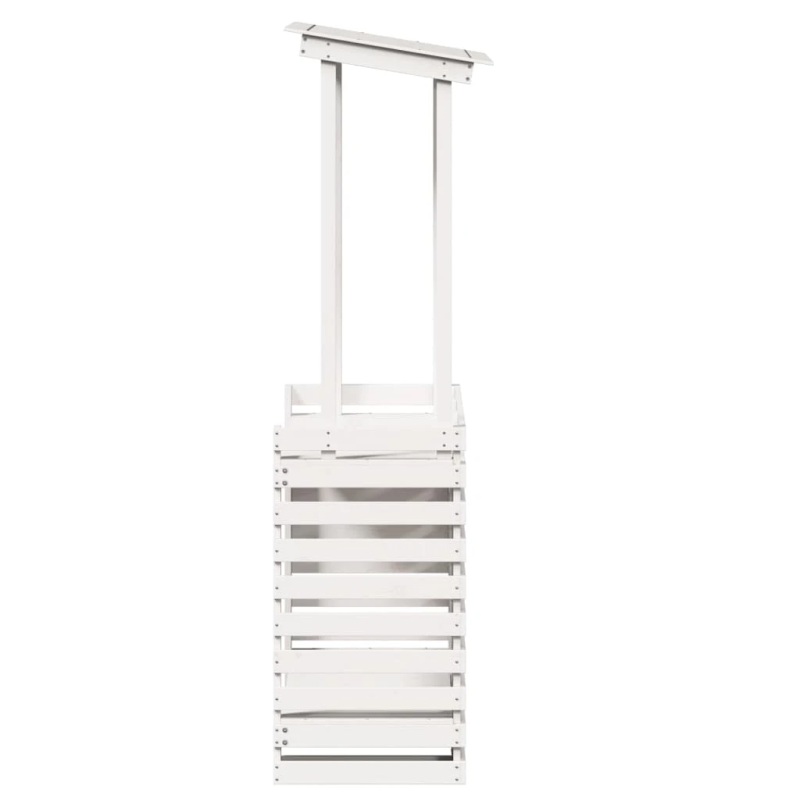 vidaXL āra bāra galds ar jumtu, balts, 112,5x57x195,5 cm, masīvkoks