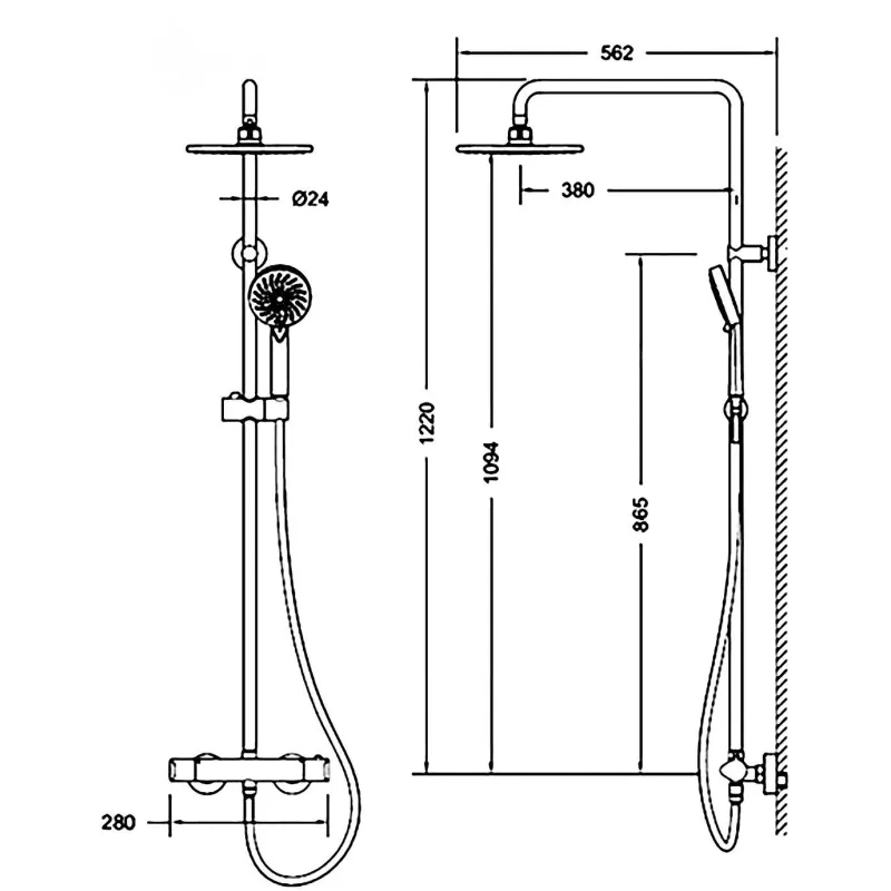 Dušas komplekts ar termostata jaucējkrānu Domoletti ST-98001A, hroma krās.