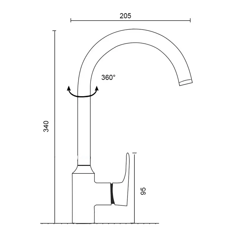 Virtuves jaucējkrāns Thema Lux TM-15085B, melna krās.
