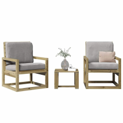 vidaXL 3-daļīgs dārza mēbeļu komplekts, impregnēts priedes koks