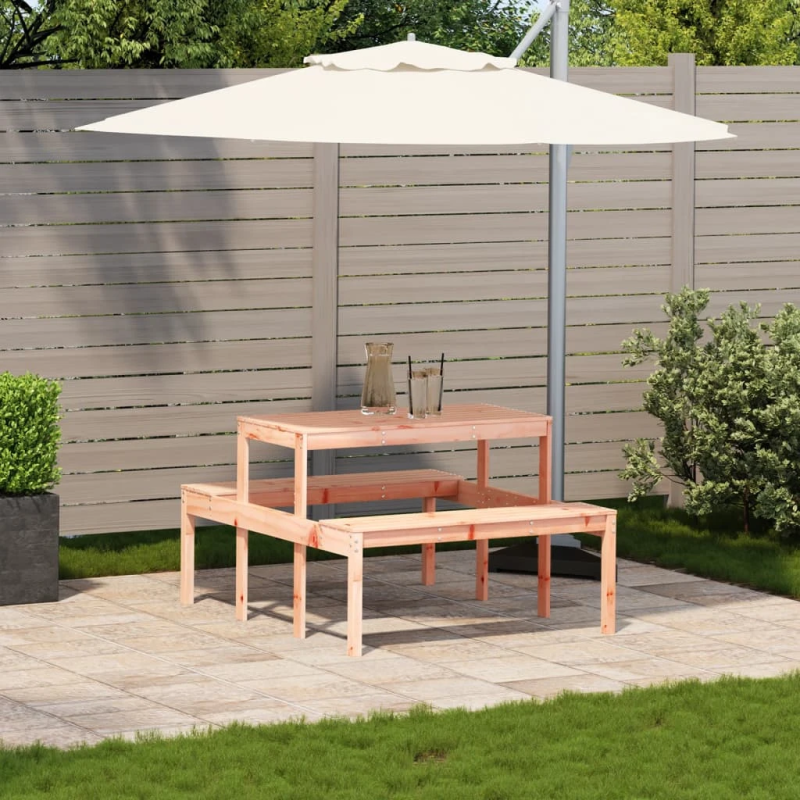 vidaXL piknika galds, 110x134x75 cm, Duglasa egles masīvkoks