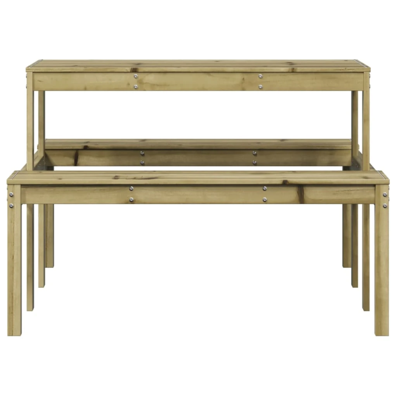 vidaXL piknika galds, 110x134x75 cm, impregnēts priedes masīvkoks