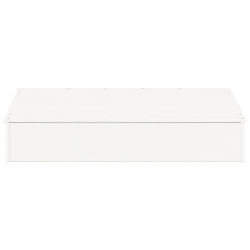 vidaXL smilšu kaste ar vāku, 111x111x19,5 cm, balts, priedes masīvkoks