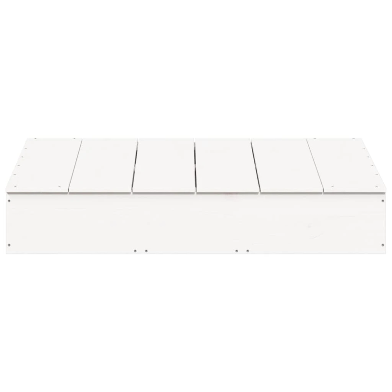 vidaXL smilšu kaste ar vāku, 111x111x19,5 cm, balts, priedes masīvkoks