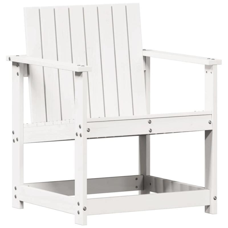 vidaXL dārza krēsls, balts, 62x56x77 cm, priedes masīvkoks