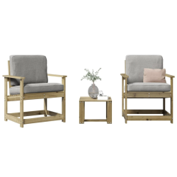 vidaXL 3-daļīgs dārza mēbeļu komplekts, impregnēts priedes koks