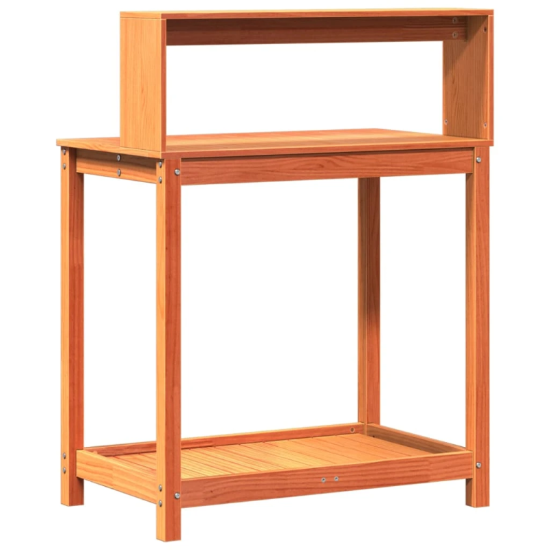 vidaXL stādīšanas galds ar plauktiem, 82,5x50x109,5 cm, priedes koks