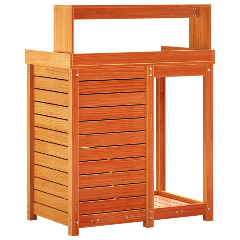 vidaXL stādīšanas galds ar plauktiem, 82,5x50x109,5 cm, priedes koks