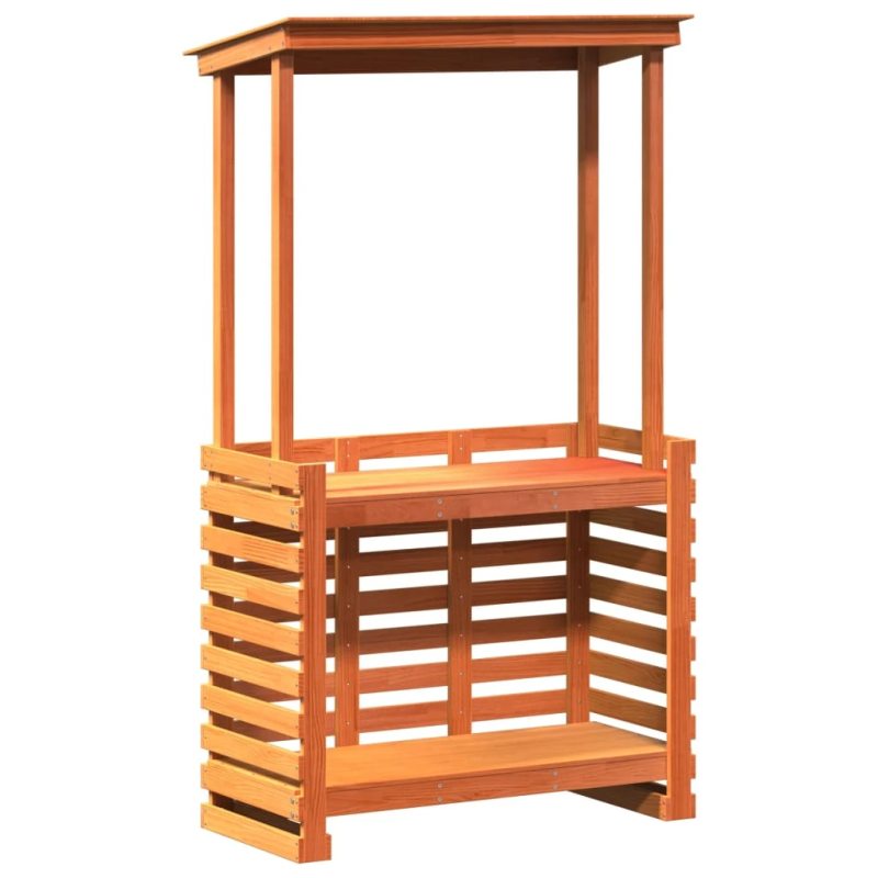 vidaXL āra bāra galds ar jumtu, vaska brūnas, 112,5x57x195,5 cm