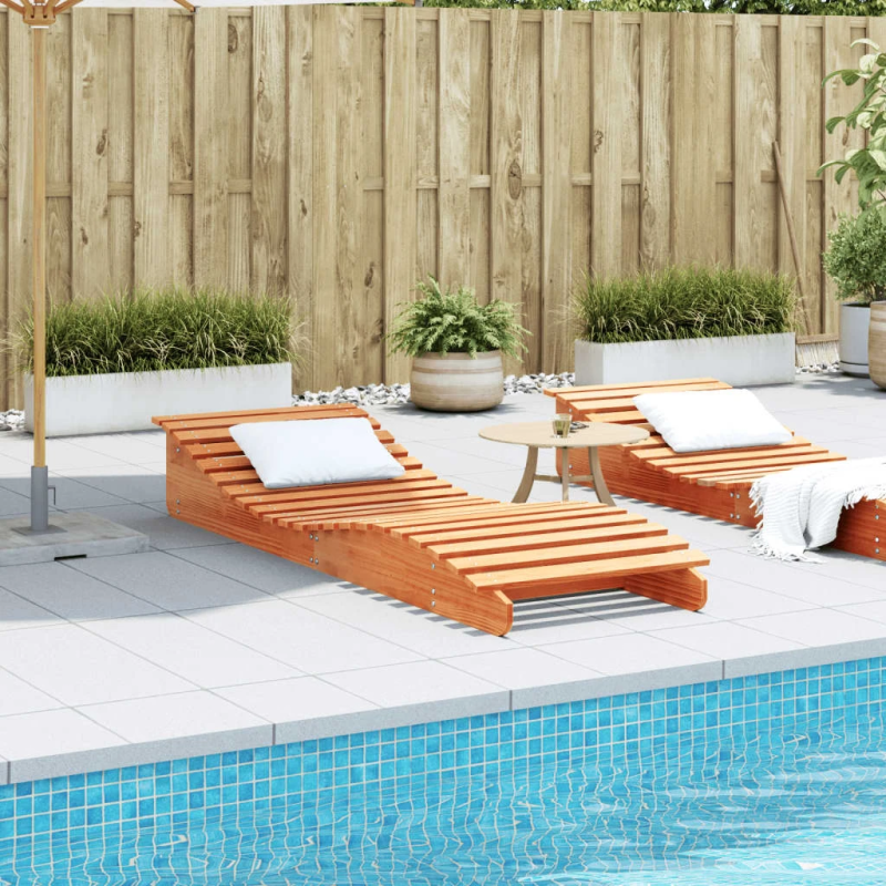 vidaXL sauļošanās zvilnis, vaska brūnas, 205x70x31,5 cm, priedes koks