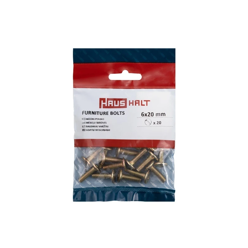 Mēbeļu skrūve m6x20 dzeltena 20 gab.