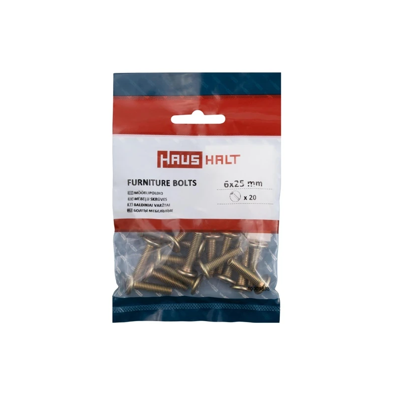 Mēbeļu skrūve m6x25 dzelt 20gab.