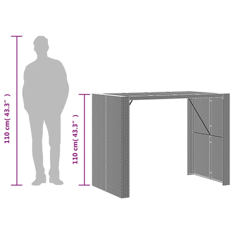 vidaXL dārza galds ar akācijas virsmu, melns, 145x80x110 cm, PE pinums