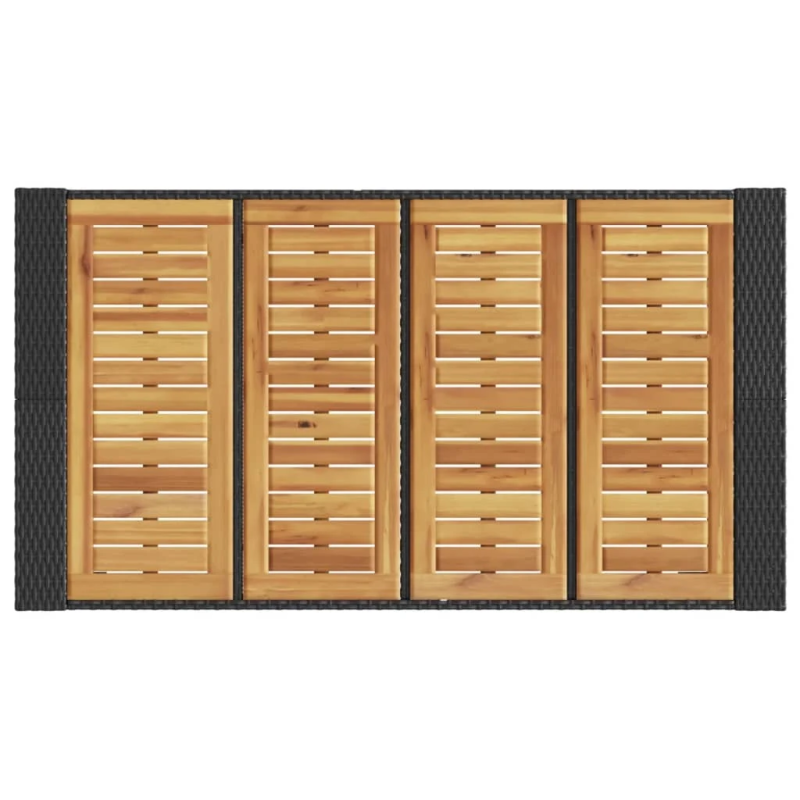 vidaXL dārza galds ar akācijas virsmu, melns, 145x80x110 cm, PE pinums